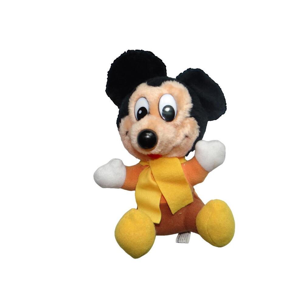 Vintage Disney Mickey Mouse‎ A Christmas Carol Plush Toy with Yellow Scarf